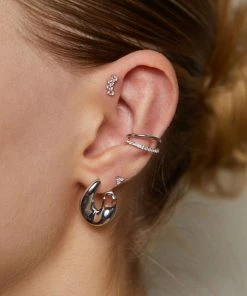 Astridandmiyu Curved Crystal Barbell In Silver