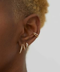 Astridandmiyu Best Sellers Illusion Crystal Ear Cuff In Gold