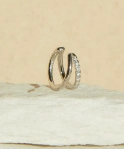 Astridandmiyu Best Sellers Illusion Crystal Ear Cuff In Silver