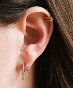 Astridandmiyu Illusion Crystal Hoops In Rose Gold