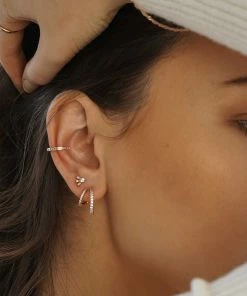 Astridandmiyu Illusion Crystal Hoops In Rose Gold