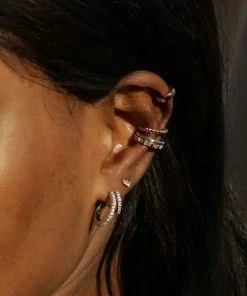 Astridandmiyu Baguette Crystal Ear Cuff In Rose Gold