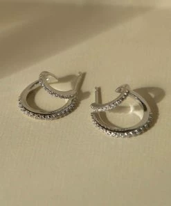 Astridandmiyu Illusion Crystal Hoops In Silver Best Sellers