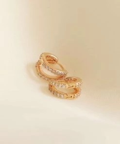 Astrid & Miyu Illusion Crystal Huggies In Gold