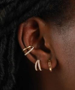 Astrid & Miyu Illusion Crystal Huggies In Gold