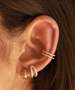 Astrid & Miyu Illusion Crystal Huggies In Gold