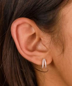 Astrid & Miyu Earrings Illusion Crystal Huggies In Rose Gold 7 Astrid & Miyu Earrings Illusion Crystal Huggies In Rose Gold