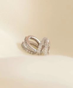 Astrid & Miyu Illusion Crystal Huggies In Silver Best Sellers