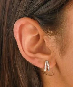 Astrid & Miyu Illusion Crystal Huggies In Silver Best Sellers