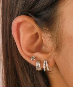 Astrid & Miyu Illusion Crystal Huggies In Silver Best Sellers