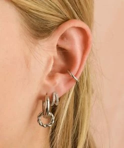 Astrid & Miyu Illusion Crystal Huggies In Silver Best Sellers