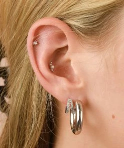 Astrid & Miyu Illusion Crystal Huggies In Silver Best Sellers