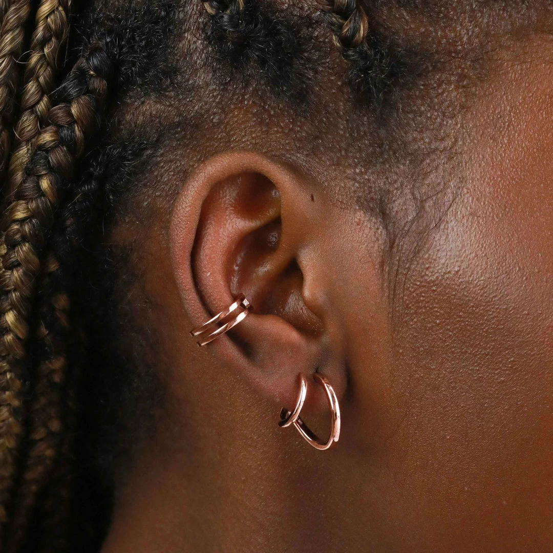 Astrid & Miyu Earrings Illusion Hoops In Rose Gold 4 Astrid & Miyu Earrings Illusion Hoops In Rose Gold