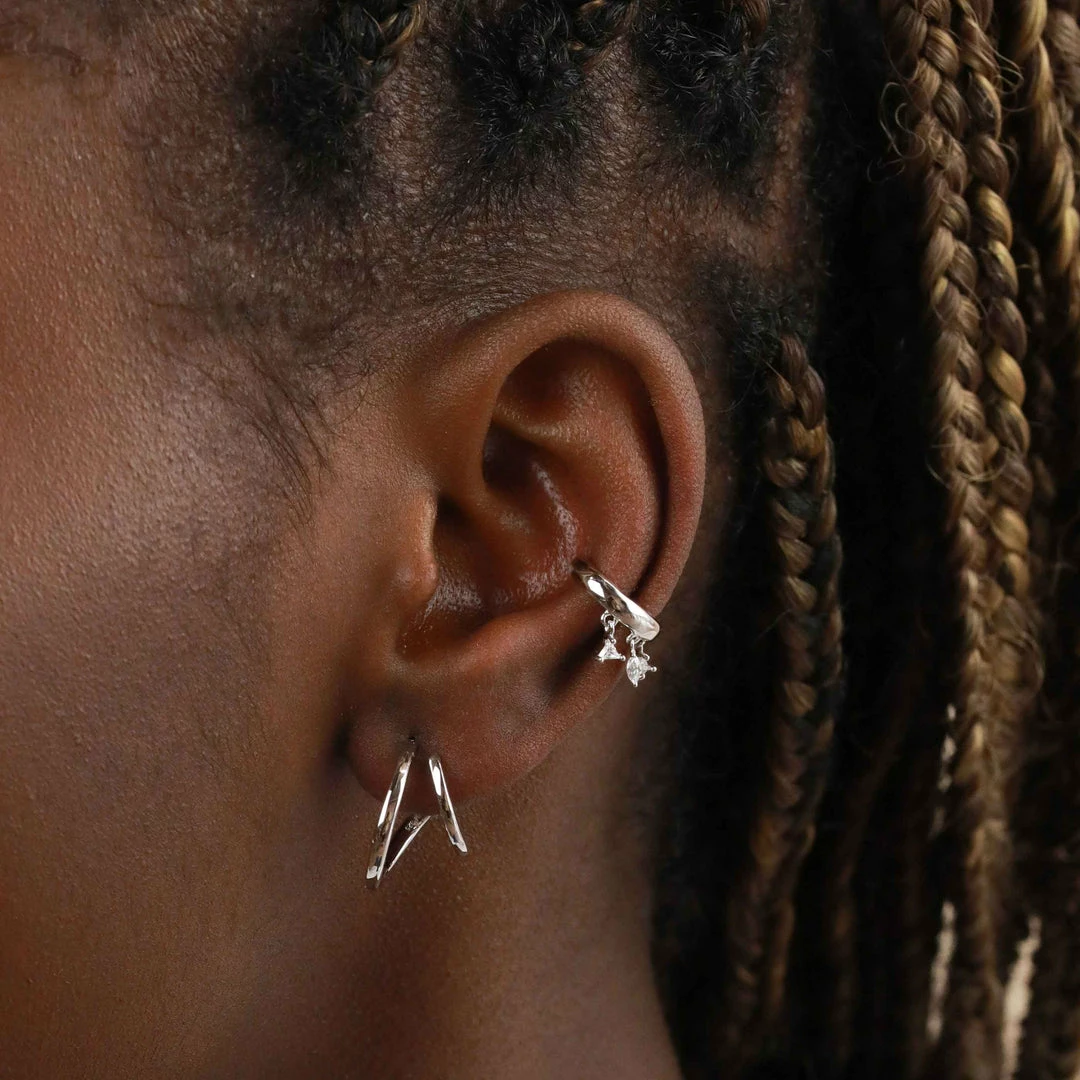 Astrid & Miyu Earrings Illusion Hoops In Silver 4 Astrid & Miyu Earrings Illusion Hoops In Silver