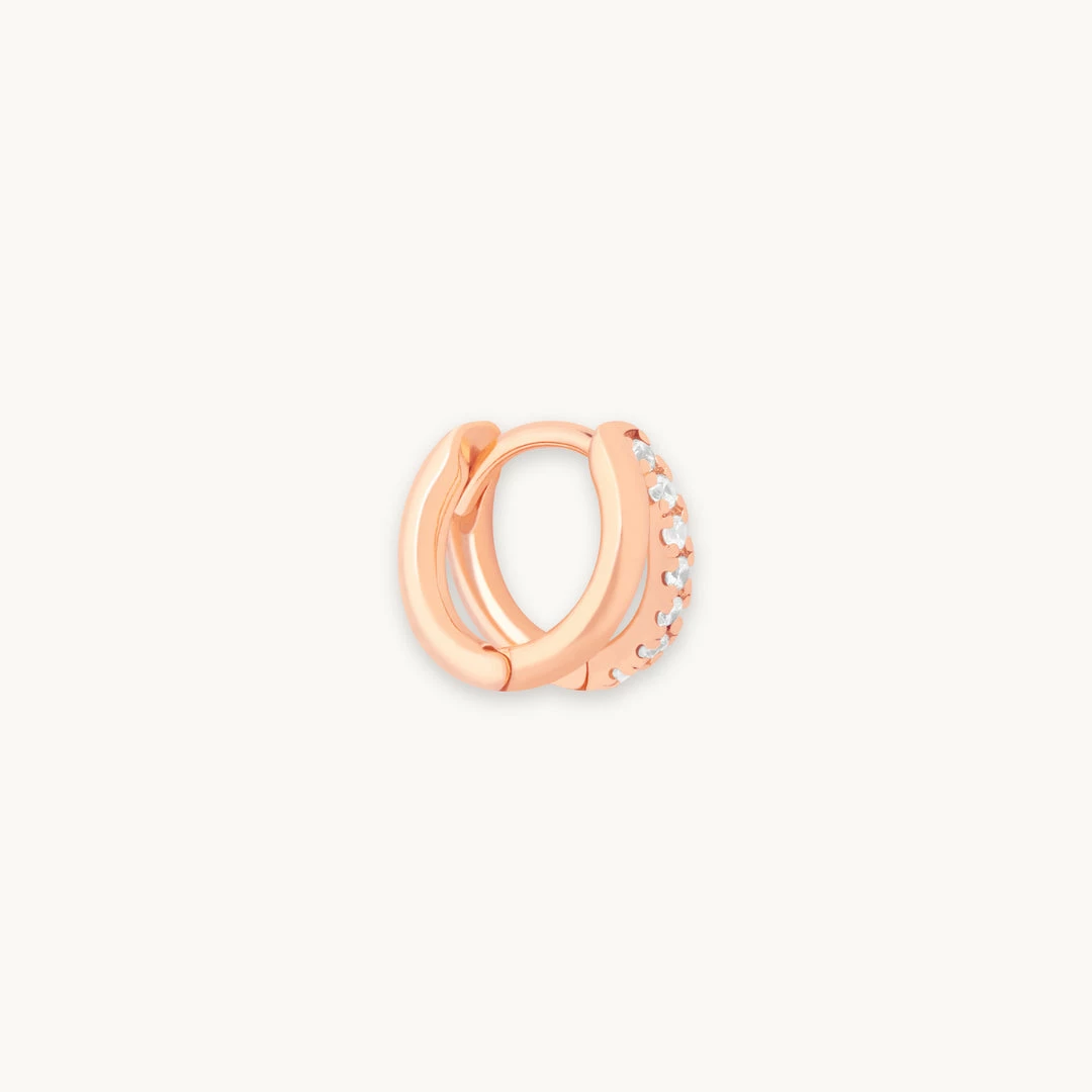 Astrid & Miyu Illusion Crystal Hoop 6.5mm In Rose Gold Earrings 5 Astrid & Miyu Illusion Crystal Hoop 6.5mm In Rose Gold Earrings