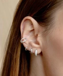 Astrid & Miyu Best Sellers Illusion Crystal Hoop 6.5mm In Silver