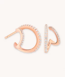 Astridandmiyu Illusion Crystal Hoops In Rose Gold
