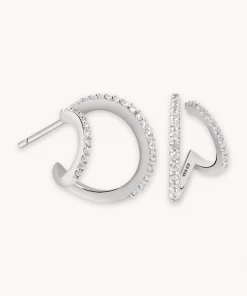Astridandmiyu Illusion Crystal Hoops In Silver Best Sellers