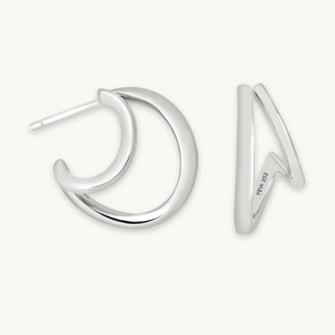 Astrid & Miyu Earrings Illusion Hoops In Silver 3 Astrid & Miyu Earrings Illusion Hoops In Silver