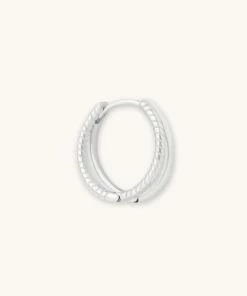 Astrid & Miyu Illusion Rope Hoop 11.5mm In Silver Earrings