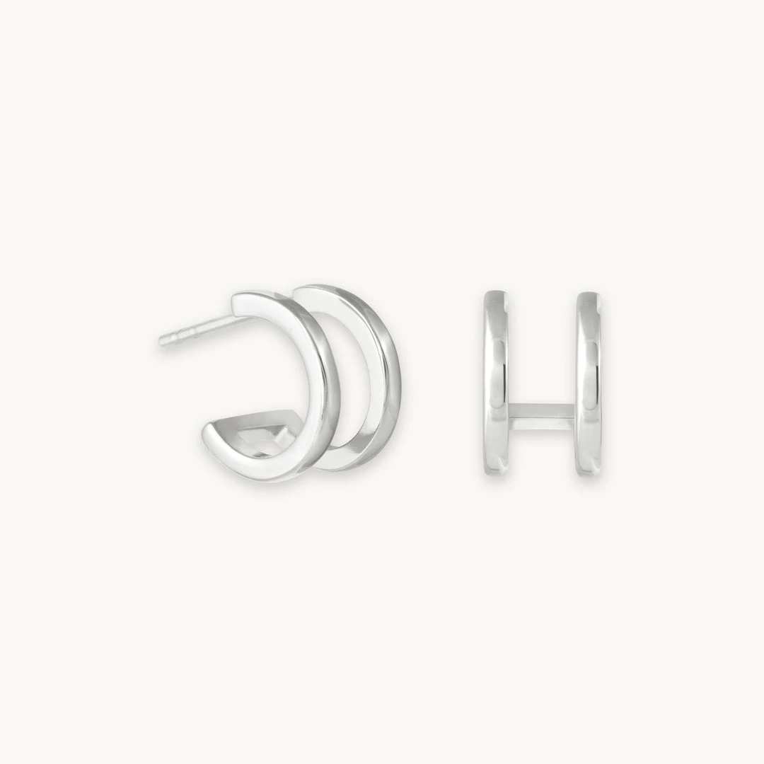 Astrid & Miyu Illusion Simple Stud Earrings In Silver 3 Astrid & Miyu Illusion Simple Stud Earrings In Silver