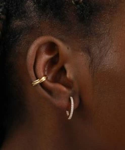 Astrid & Miyu Best Sellers Iridescent Crystal Hoops In Gold