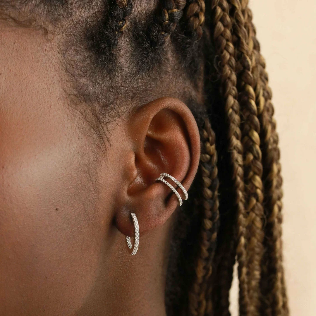 Astrid & Miyu Earrings Iridescent Crystal Hoops In Silver 4 Astrid & Miyu Earrings Iridescent Crystal Hoops In Silver