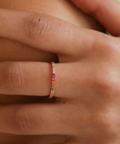 Astridandmiyu Rings Iridescent Ring In Rose Gold