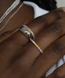 Astridandmiyu Iridescent Ring In Silver