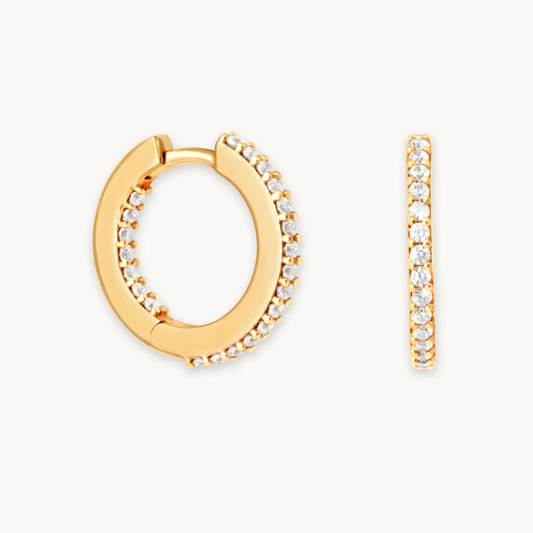 Astrid & Miyu Best Sellers Iridescent Crystal Hoops In Gold 3 Astrid & Miyu Best Sellers Iridescent Crystal Hoops In Gold