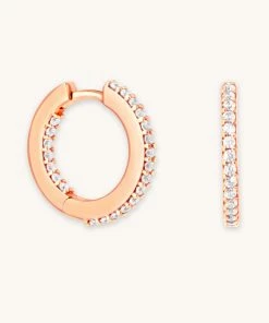 Astrid & Miyu Iridescent Crystal Hoops In Rose Gold