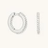 Astrid & Miyu Earrings Iridescent Crystal Hoops In Silver