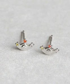 Astridandmiyu Iris Stud Earrings In Silver