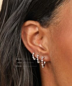 Astrid & Miyu Cosmic Star 8mm Hoop In Silver 13 Astrid & Miyu Cosmic Star 8mm Hoop In Silver