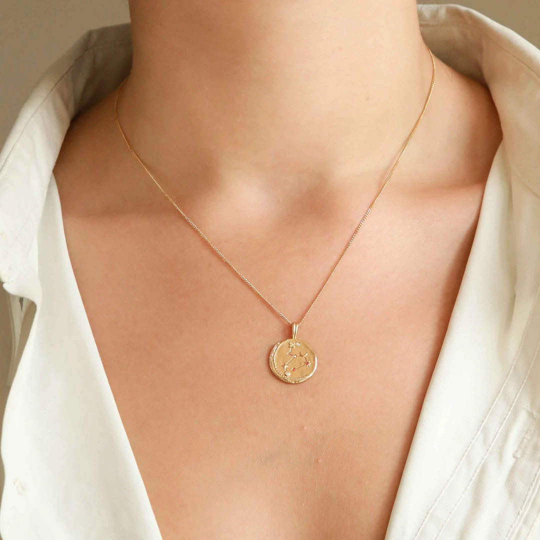 Astrid & Miyu Leo Zodiac Pendant Necklace In Gold Zodiac Necklaces 4 Astrid & Miyu Leo Zodiac Pendant Necklace In Gold Zodiac Necklaces