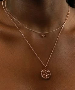 Astrid & Miyu Zodiac Necklaces Libra Zodiac Pendant Necklace In Rose Gold