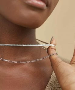 Astrid & Miyu Long Link Chain Necklace In Silver