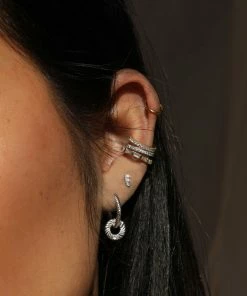 Astridandmiyu Baguette Crystal Stud Earrings In Silver