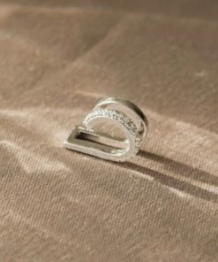 Astridandmiyu Mini Illusion Crystal Ear Cuff In Silver 9 Astridandmiyu Mini Illusion Crystal Ear Cuff In Silver