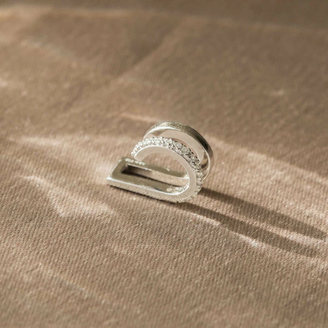 Astridandmiyu Mini Illusion Crystal Ear Cuff In Silver 5 Astridandmiyu Mini Illusion Crystal Ear Cuff In Silver