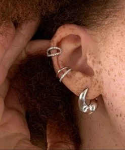 Astridandmiyu Best Sellers Molten Hoops In Silver