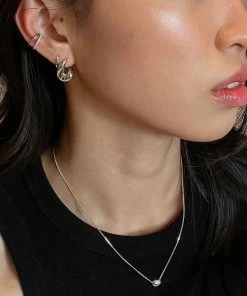 Astridandmiyu Best Sellers Molten Hoops In Silver