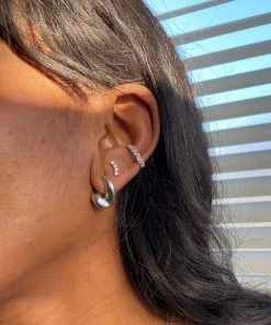 Astridandmiyu Curved Crystal Barbell In Silver