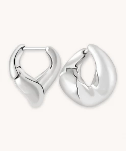 Astridandmiyu Best Sellers Molten Hoops In Silver