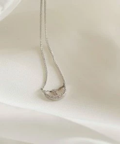 Astrid & Miyu Moon & Star Pendant Necklace In Silver Sale