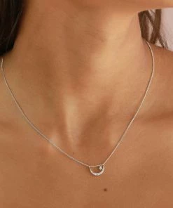 Astrid & Miyu Moon & Star Pendant Necklace In Silver Sale