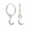 Astridandmiyu Mystic Moon Pendant Hoop Earrings In Silver 2 Astridandmiyu Mystic Moon Pendant Hoop Earrings In Silver