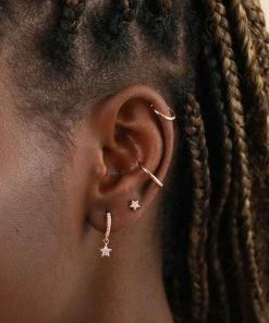 Astrid & Miyu Mystic Star Crystal Stud Earrings In Rose Gold