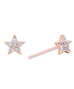 Astridandmiyu Mystic Star Stud Earrings In Rose Gold
