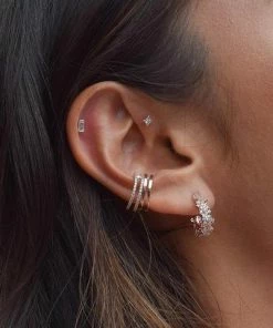 Astrid & Miyu Mystic Baguette Stud Earrings In Rose Gold Sale